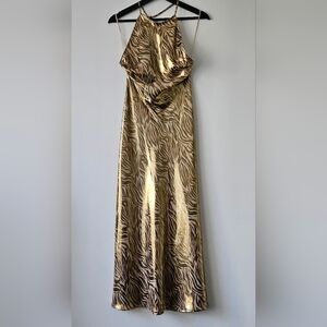 Zara Metallic Zebra Print Maxi Dress